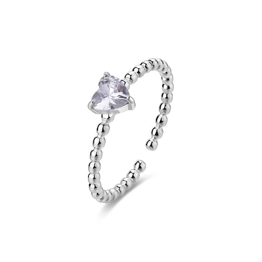 Anello regolabile S'agapõ in acciaio 316L con zircone SA.SDZ124