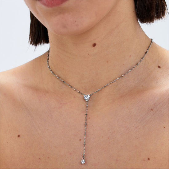 Collana girocollo donna S'agapõ acciaio con cuore e zirconi MISURA UNICA