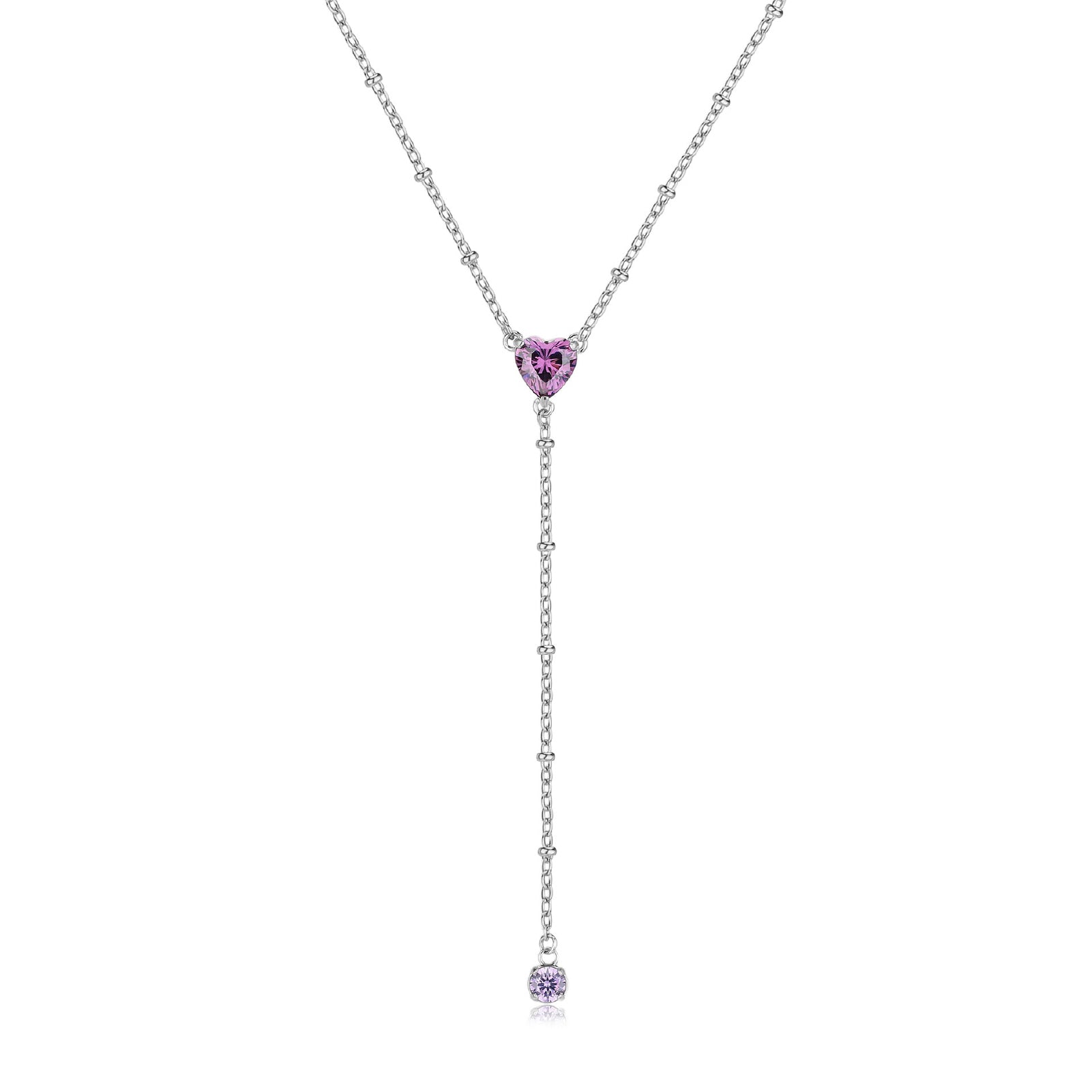 Collana girocollo S'agapõ acciaio cuore amethyst e zirconi MISURA UNICA