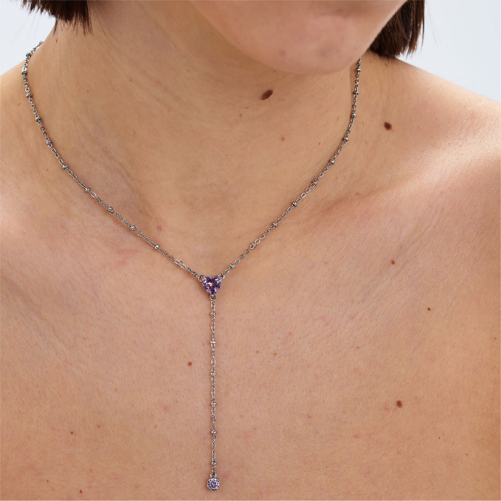 Collana girocollo S'agapõ acciaio cuore amethyst e zirconi MISURA UNICA