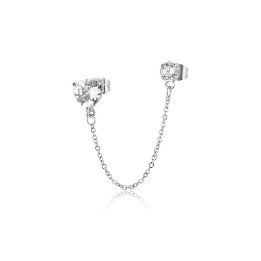 Orecchino acciaio S'agapõ con cubic zirconia a forma di cuore MISURA UNICA
