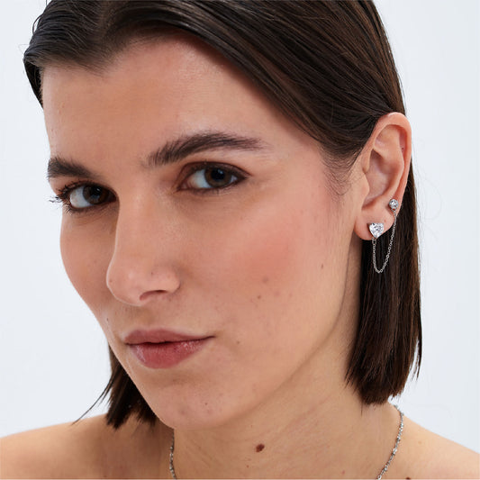 Orecchino acciaio S'agapõ con cubic zirconia a forma di cuore MISURA UNICA