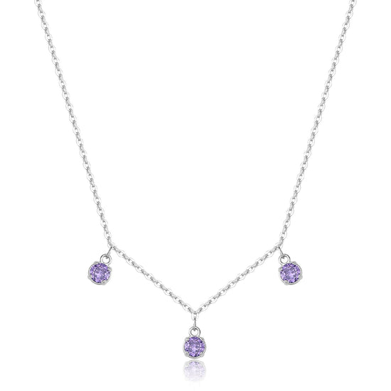 Collana S'agapõ in acciaio con cristalli viola pendenti MISURA UNICA