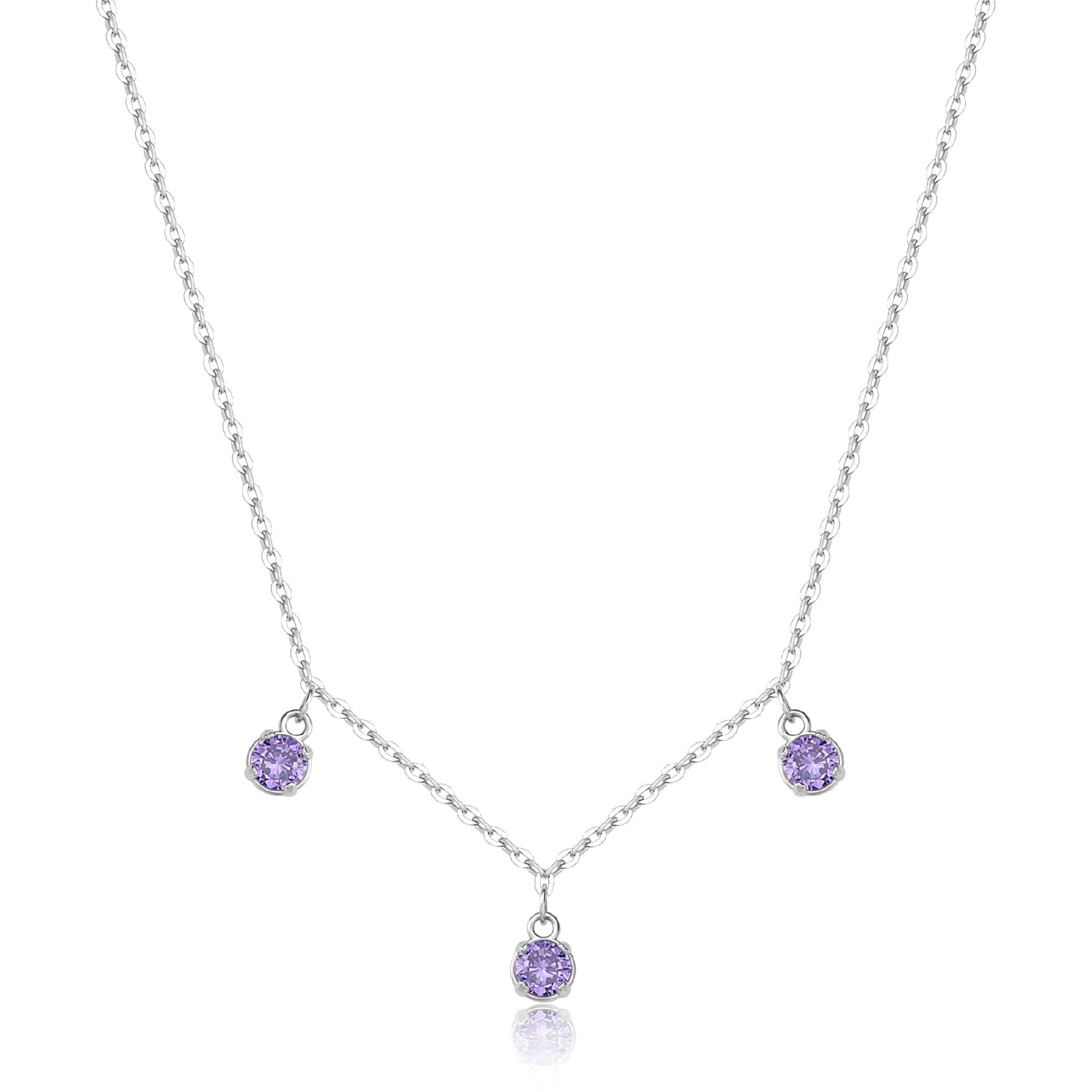 Collana S'agapõ in acciaio con cristalli viola pendenti MISURA UNICA