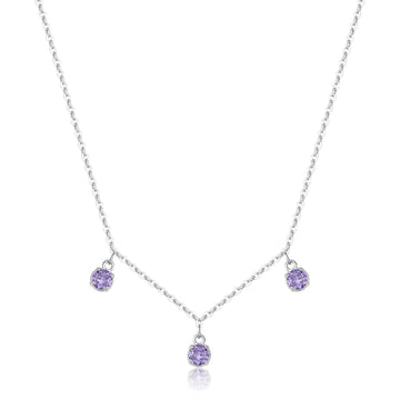 Collana S'agapõ in acciaio con cristalli viola pendenti MISURA UNICA