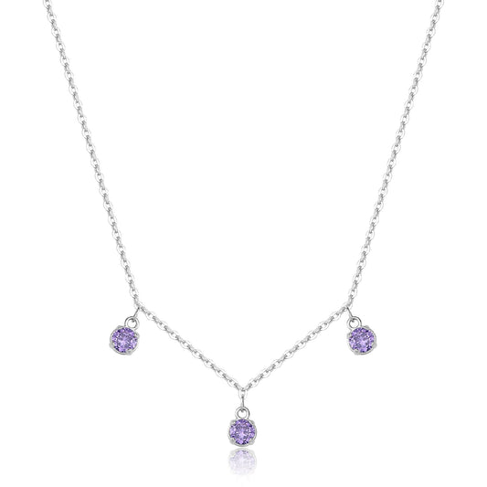 Collana S'agapõ in acciaio con cristalli viola pendenti MISURA UNICA