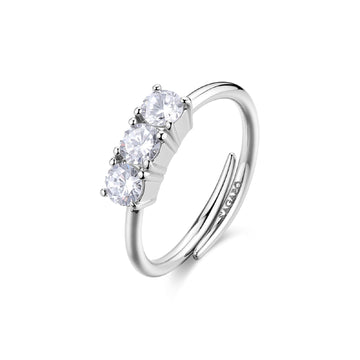 Anello trilogy donna S'agapõ in acciaio con tre cristalli REGOLABILE