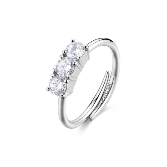 Anello trilogy donna S'agapõ in acciaio con tre cristalli REGOLABILE