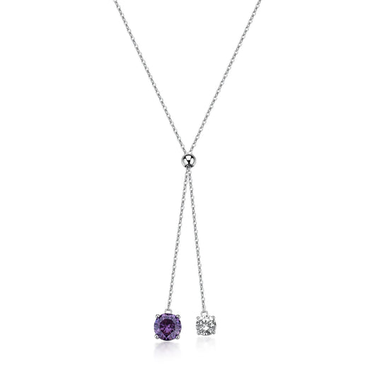 Collana catena a Y S'Agapò Dazzly in acciaio e zirconi viola MISURA UNICA