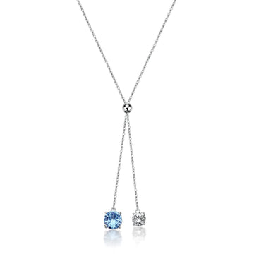 Collana catena a Y S'Agapò Dazzly acciaio e zirconi azzurro MISURA UNICA
