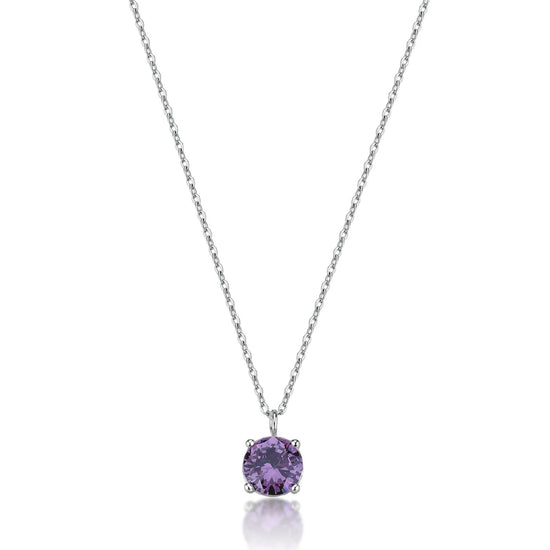 Collana punto luce S'Agapò Dazzly in acciaio e zircone viola MISURA UNICA