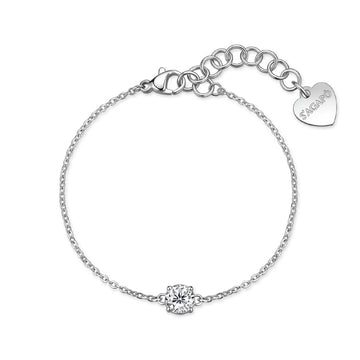 Bracciale catena S'Agapò Dazzly in acciaio e zircone bianco 18,5 cm