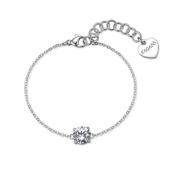 Bracciale catena S'Agapo Dazzly in acciaio zircone bianco 18,5 cm