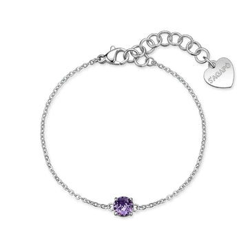 Bracciale catena S'Agapò Dazzly in acciaio e zircone viola 18,5 cm
