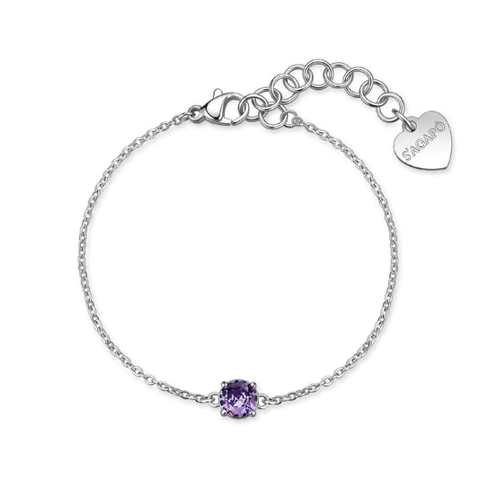 Bracciale catena S'Agapò Dazzly in acciaio e zircone viola 18,5 cm