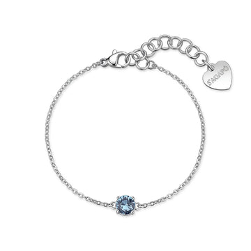 Bracciale catena S'Agapò Dazzly acciaio e zircone azzurro 18,5 cm