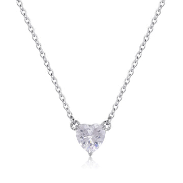Collana con pendente S'agapõ in acciaio 316L e zircone SA.SDZ56