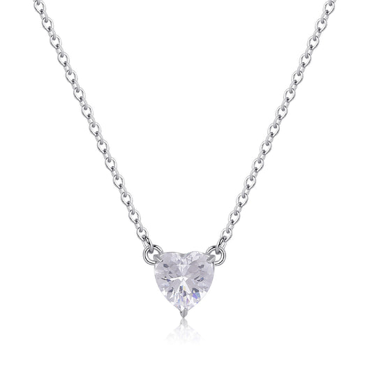 Collana con pendente S'agapõ in acciaio 316L e zircone SA.SDZ56