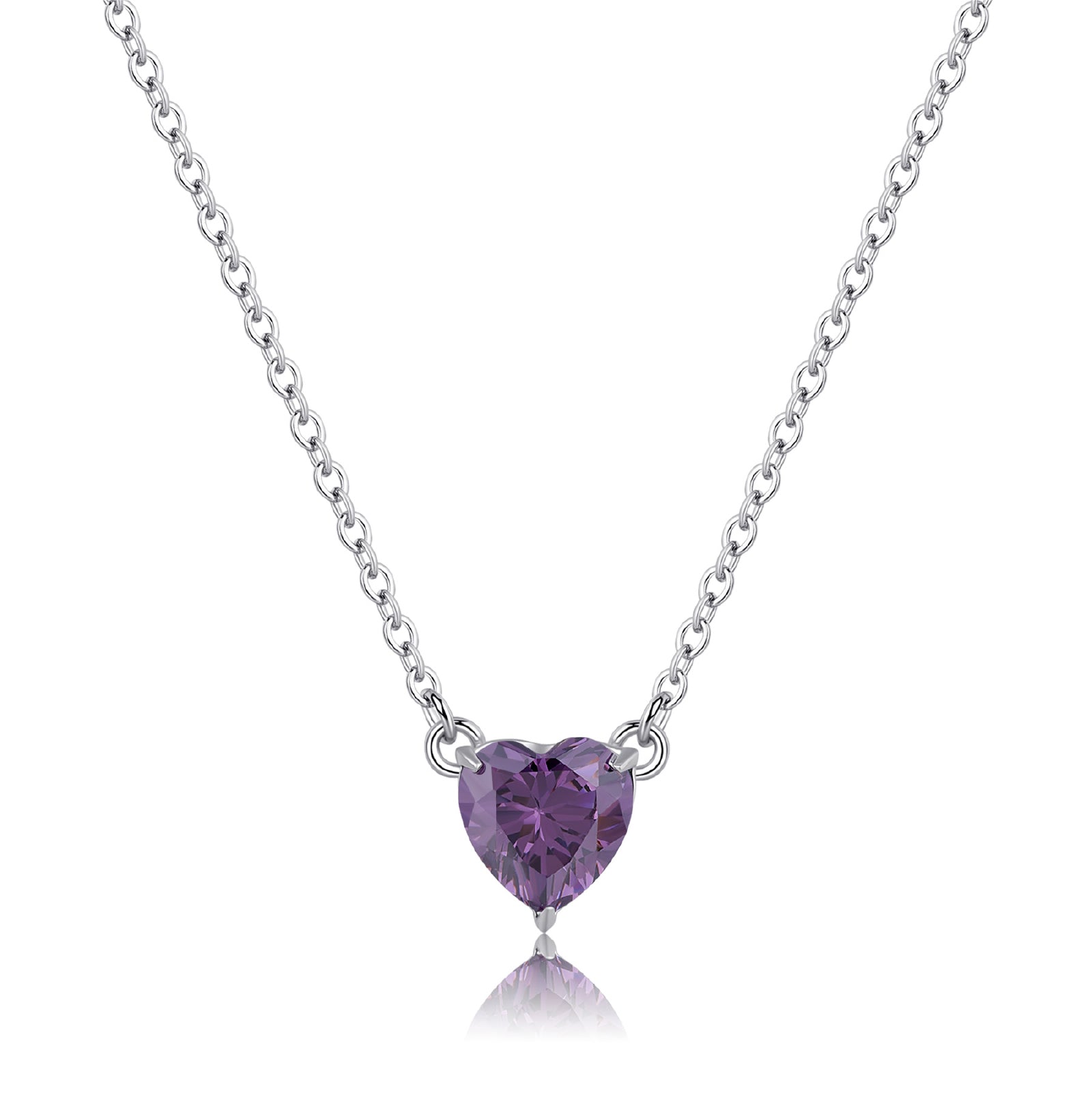 Collana con pendente S'agapõ in acciaio 316L e zircone viola SA.SDZ57