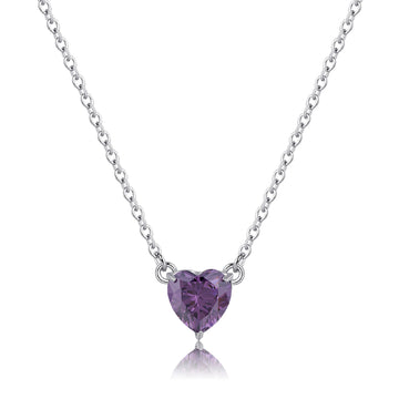 Collana con pendente S'agapõ in acciaio 316L e zircone viola SA.SDZ57