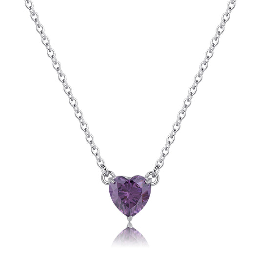 Collana con pendente S'agapõ in acciaio 316L e zircone viola SA.SDZ57