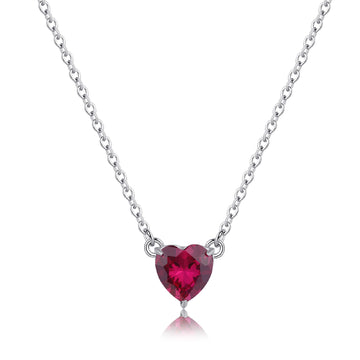 Collana con pendente S'agapõ in acciaio 316L e zircone rosso SA.SDZ58