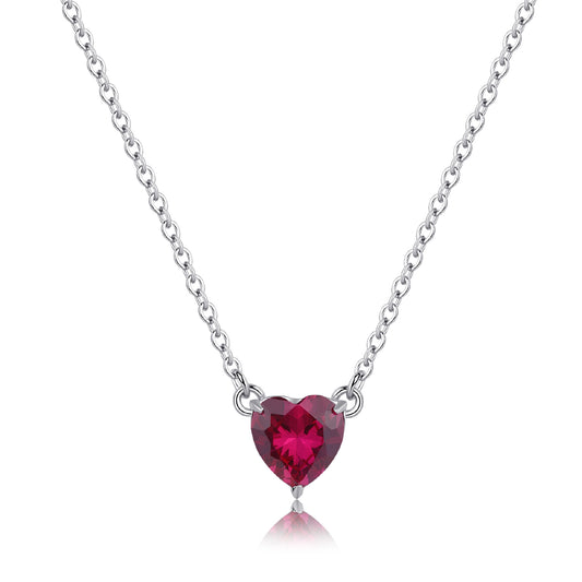 Collana con pendente S'agapõ in acciaio 316L e zircone rosso SA.SDZ58
