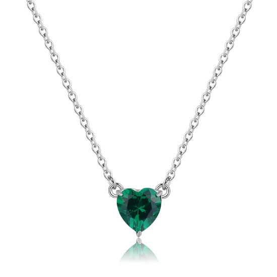Collana con pendente S'agapõ in acciaio 316L e zircone verde SA.SDZ60