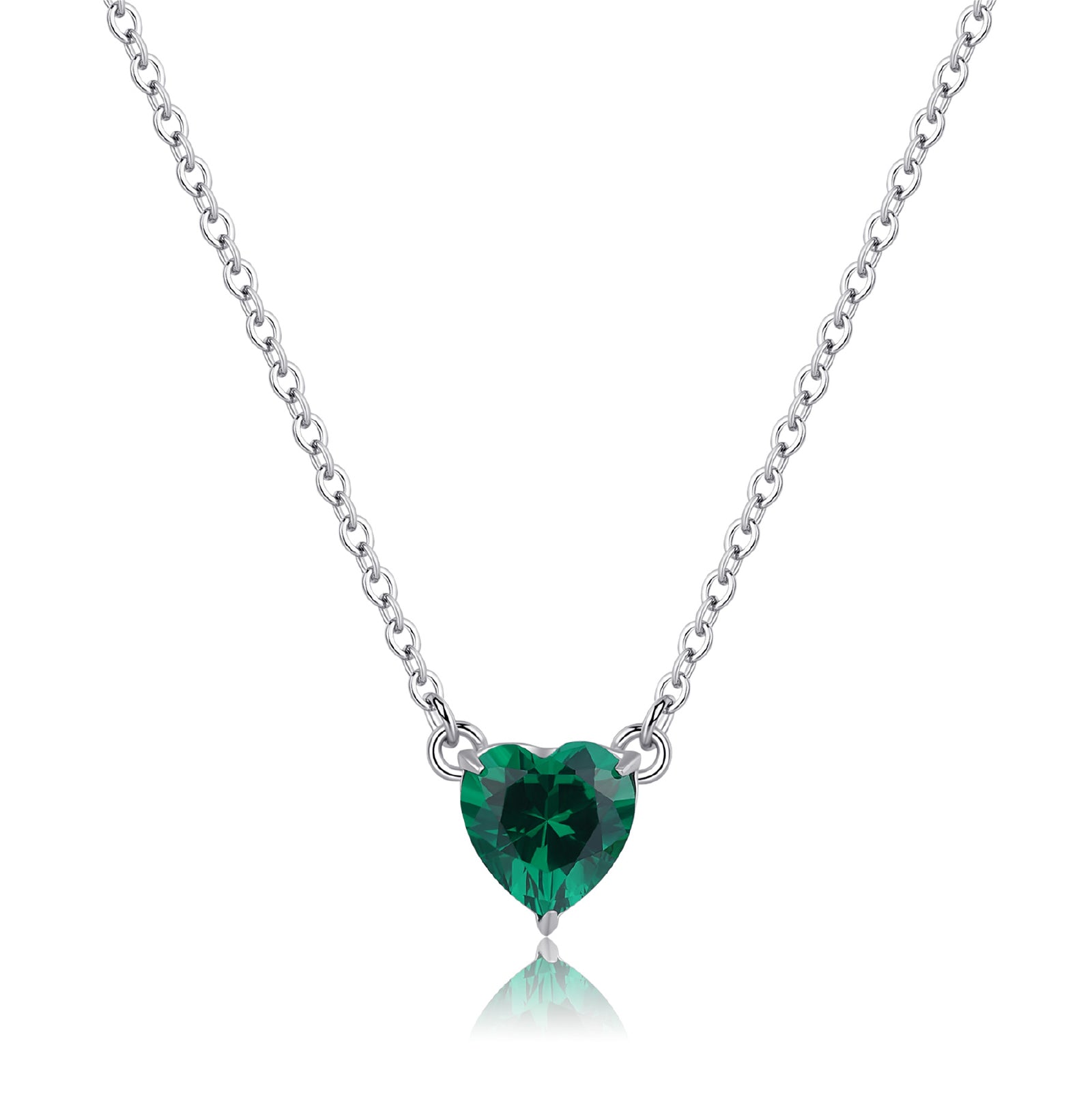 Collana con pendente S'agapõ in acciaio 316L e zircone verde SA.SDZ60