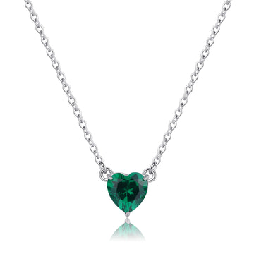Collana con pendente S'agapõ in acciaio 316L e zircone verde SA.SDZ60