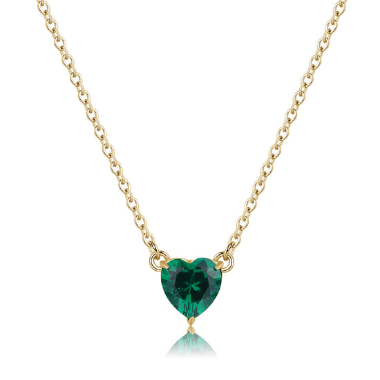 Collana pendente S'agapõ acciaio 316L oro e zircone verde SA.SDZ62