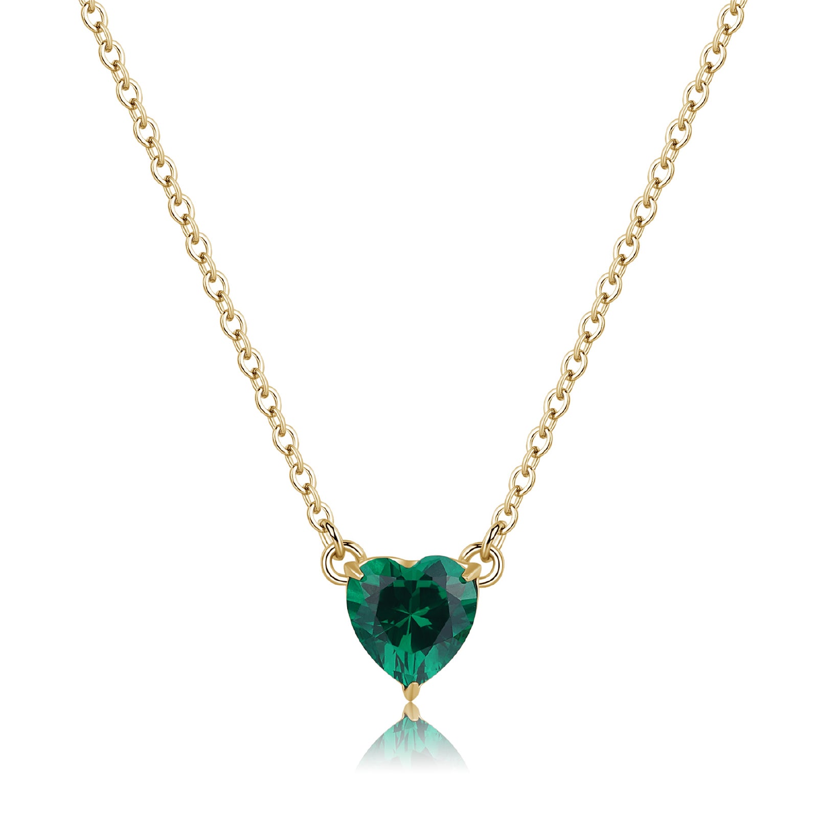 Collana pendente S'agapõ acciaio 316L oro e zircone verde SA.SDZ62