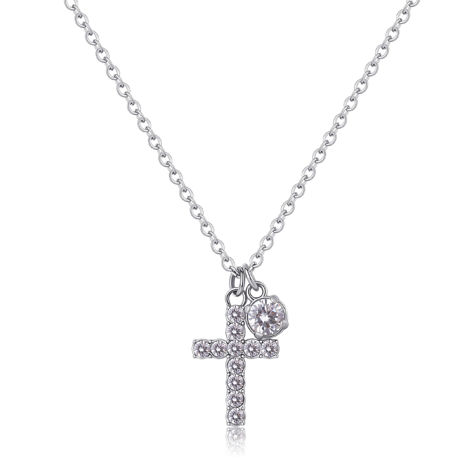 Collana pendente croce S'agapõ in acciaio 316L con cristalli SA.SDZ63