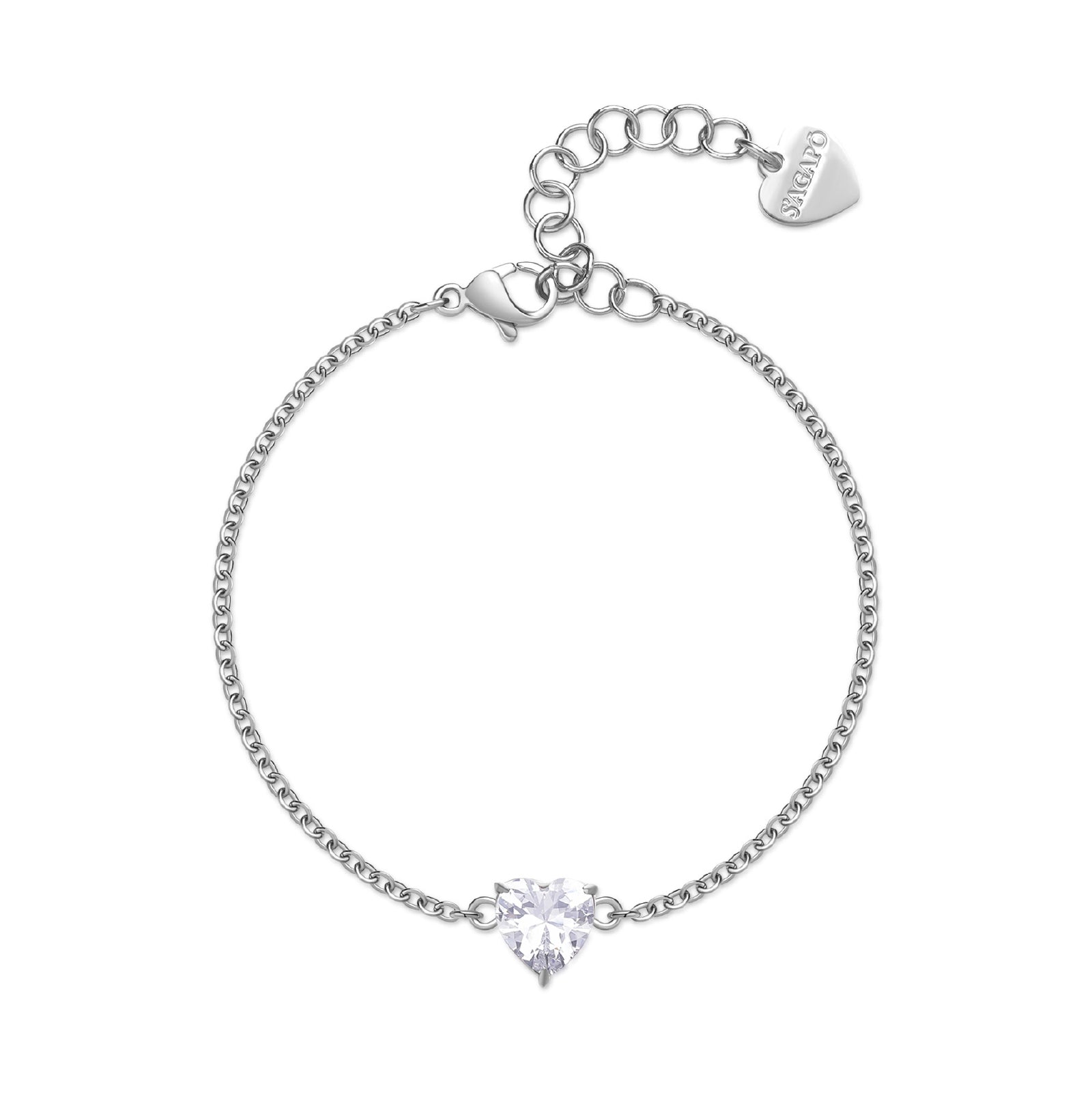 Bracciale S'agapõ in acciaio 316L con zircone da donna SA.SDZ67