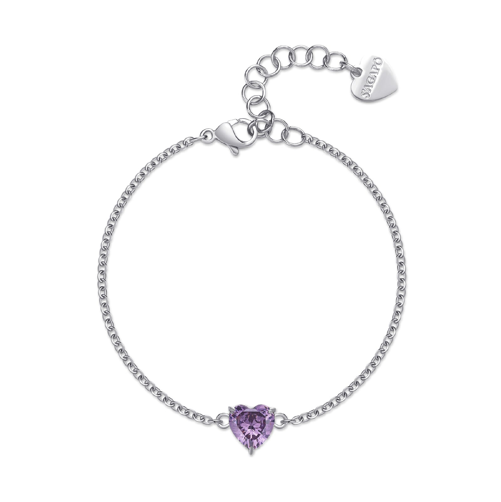 Bracciale S'agapõ in acciaio 316L con zircone viola da donna SA.SDZ68