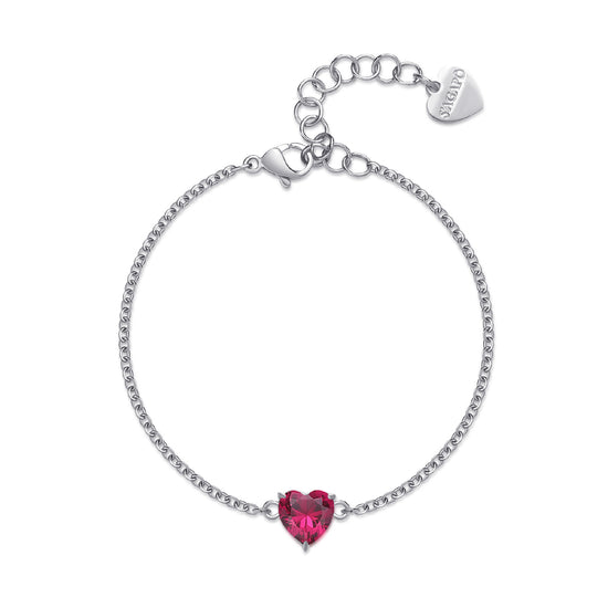 Bracciale S'agapõ in acciaio 316L con zircone rosso da donna SA.SDZ69