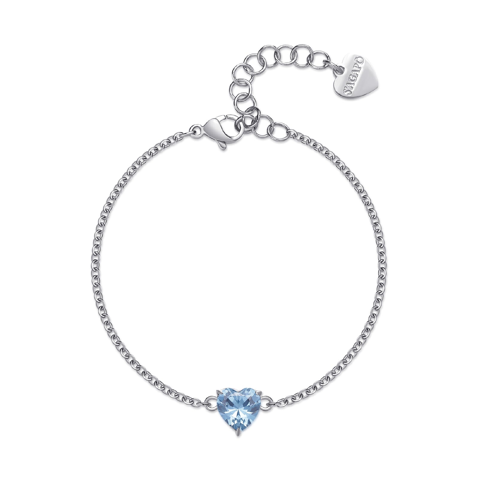 Bracciale S'agapõ in acciaio 316L con zircone azzurro da donna SA.SDZ70