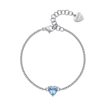 Bracciale S'agapõ in acciaio 316L con zircone azzurro da donna SA.SDZ70