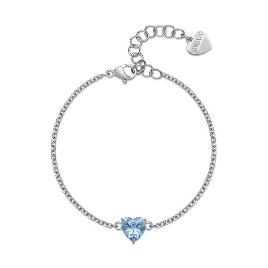 Bracciale S'agapõ in acciaio 316L con zircone azzurro da donna SA.SDZ70