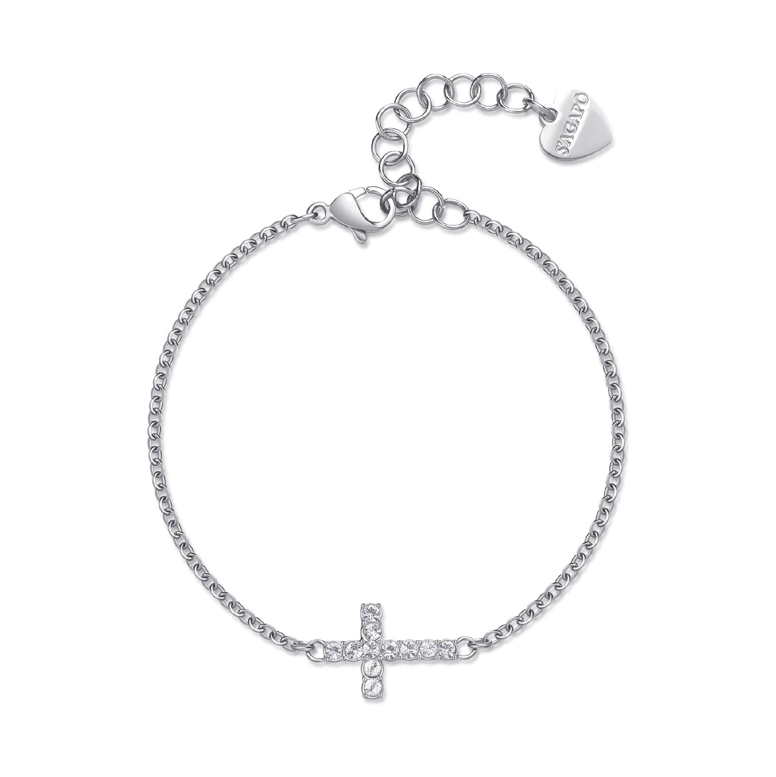 Bracciale croce S'agapõ in acciaio 316L e zirconi SA.SDZ74