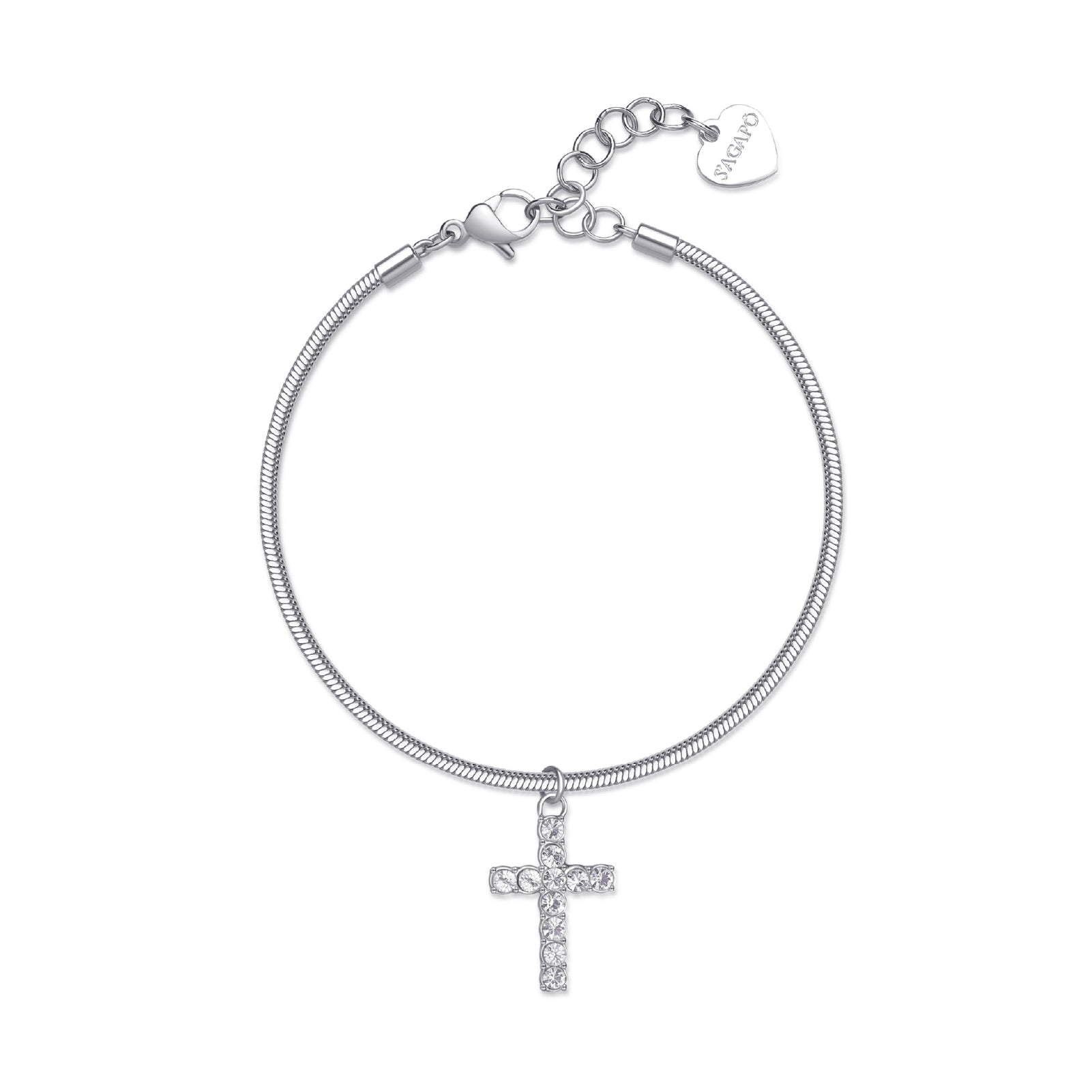 Bracciale pendente S'agapõ in acciaio 316L con cristalli SA.SDZ78