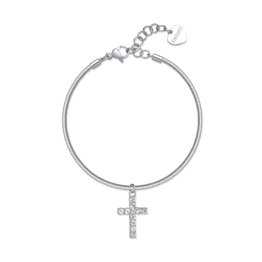Bracciale pendente S'agapõ in acciaio 316L con cristalli SA.SDZ78