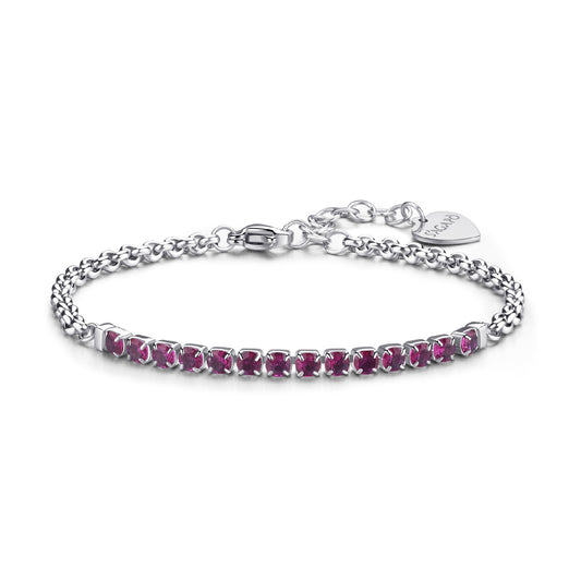 Bracciale tennis S'agapõ in acciaio 316L con zirconi rossi SA.SDZ84