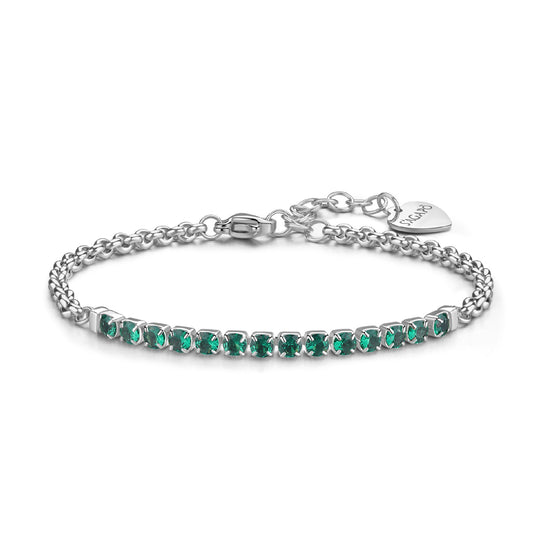 Bracciale tennis S'agapõ in acciaio 316L con zirconi verdi SA.SDZ86