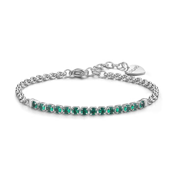 Bracciale tennis S'agapõ in acciaio 316L con zirconi verdi SA.SDZ86