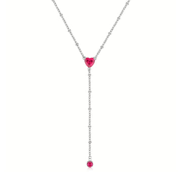 Collana girocollo S'agapõ acciaio con cuore fucsia e zirconi MISURA UNICA