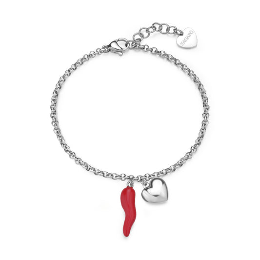 Bracciale con pendenti S'agapõ in acciaio 316L da donna SA.SFE16