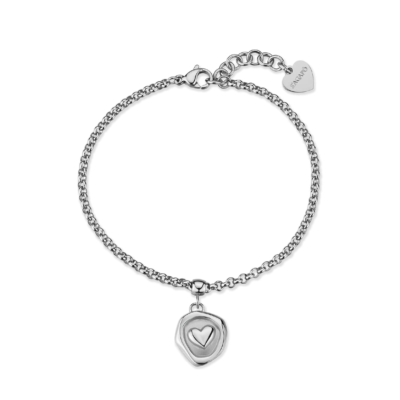 Bracciale S'agapõ Feelings pendente satinato con cuore 18,5 cm