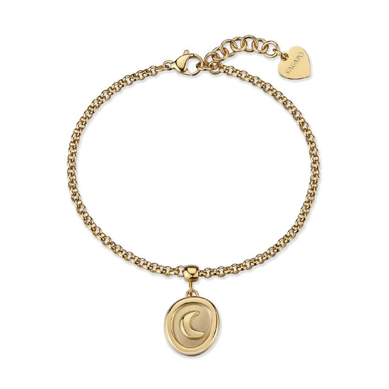 Bracciale S'agapõ Feelings acciaio finitura pvd oro con luna 18,5 cm