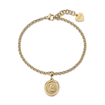 Bracciale S'agapõ Feelings acciaio finitura pvd oro con luna 18,5 cm